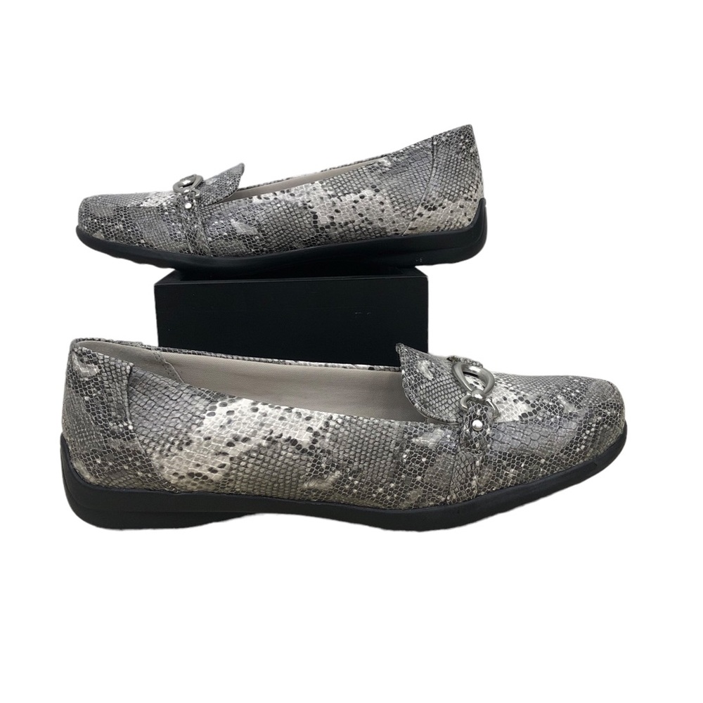 Kim Rogers Ultra Comfort silver snake print loafers